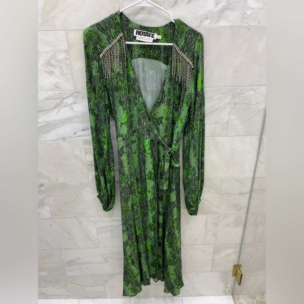 Rotate Green Snake Print Dress